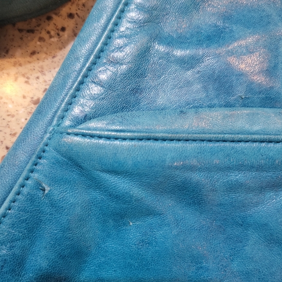 Used Condition Leather Turquoise Sash Bag - Picture 2 of 5